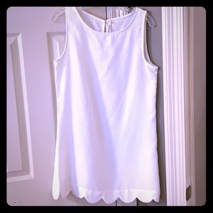 Off white scalloped edge shift dress